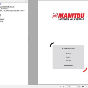 Manitou 100 SEC 2 120 SE 2 78 SEC 2 Repair Manual 647188