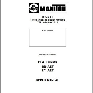Manitou 150 AET 171 AET Repair Manual 547310