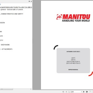 Manitou 220 TJ 220 TJ+ 220 TJ-X 2RD ST3A S1 220 TJ-XP 4RD ST3A S1 Repair Manual 647648