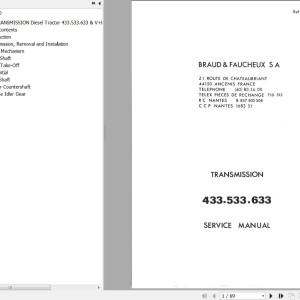 Manitou 433 533 633 & V+E versions (Series II) Transmission Diesel Tractor Service Manual 47209