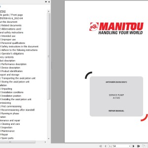 Manitou A11VO Pump Repair Manual 647542
