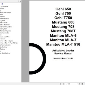 Manitou AL650 AL750 ALT750 AL608 AL708 AL708T MLA6 MLA7 MLA-T 516 Service Manual 50940441 Rev.C