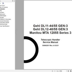Manitou DL11 44 55 GEN3 DL12 40 55 GEN3 MTA 12055 Series 3 Service Manual 50960201 Rev.A