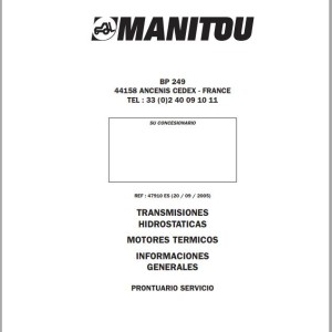 Manitou Hydrostatic Transmissions IC Engines General Information Service Manual 47910