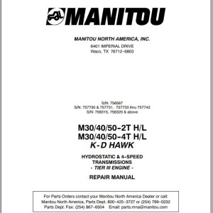 Manitou M30 40 50-2T H L M30 40 50-4T H L Repair Manual 809818