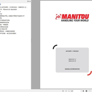 Manitou MAN GO 12 MAN GO 33 Repair Manual 647534