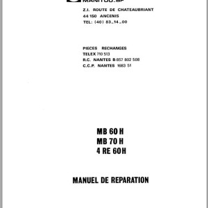 Manitou MB 60 H MB 70 H 4 RE 60H Repair Manual 47584
