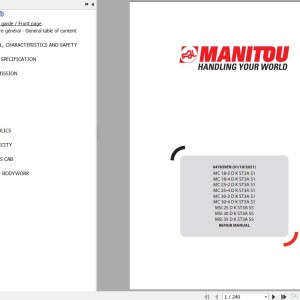 Manitou MC 18-2 18-4 25-2 25-4 30-2 30-4 MSI 25 30 35 D K ST3A S1 Repair Manual 647659