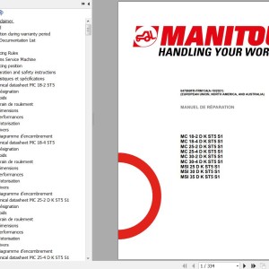 Manitou MC 18-2 18-4 25-2 25-4 30-2 30-4 MSI 25 30 35 D K ST5 S1 Repair Manual 647869