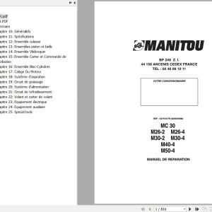 Manitou MC 30 M26-2 M26-4 M30-2 M30-4 M40-4 M50-4 Repair Manual 547518