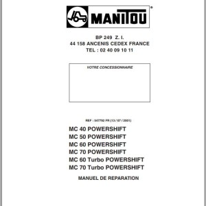 Manitou MC 40 50 60 70 POWERSHIFT MC 60 70 Turbo POWERSHIFT Repair Manual 547792