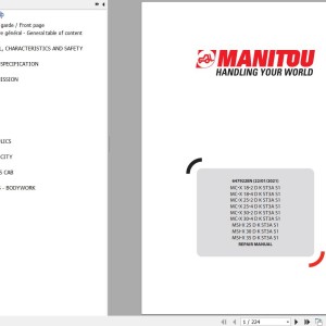Manitou MC-X 18-2 18-4 25-2 25-4 30-2 30-4 MSI-X 25 30 35 D K ST3A S1 Repair Manual 647922