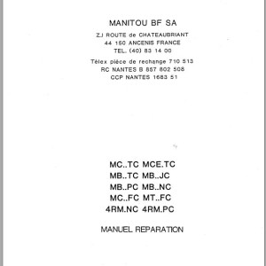 Manitou MC..TC MCE..TC MB..TC MB .JC MB ..PC MB..NC MC..FC MT..FC 4RM.NC 4RM.PC Repair Manual 47126