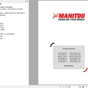 Manitou ME 418 420 425C 440 445 450 48V S3 Repair Manual 647561