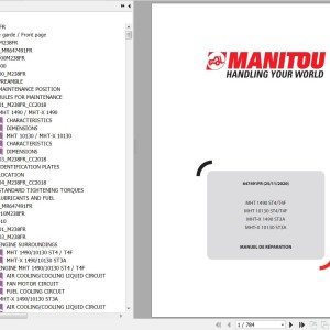 Manitou MHT 1490 10130 ST4T4F MHT-X 1490 10130 ST3A Repair Manual 647491