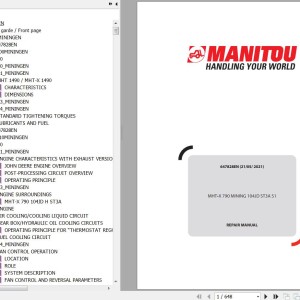 Manitou MHT-X 790 MINING 104JD ST3A S1 Repair Manual 647828