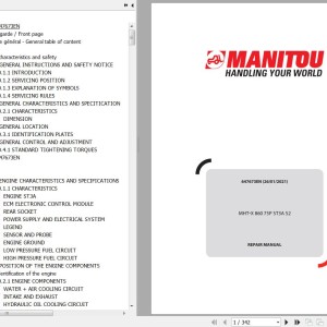 Manitou MHT-X 860 75 P ST3A S2 Repair Manual 647673