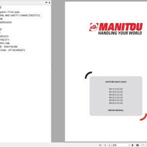 Manitou MI 15 18 20 25 30 35 G S2 US Repair Manual 647679 2022