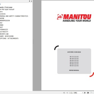 Manitou MI 15 18 20 25 30 35 G S2 US Repair Manual 647679