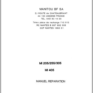 Manitou MI 205 255 305 405 Repair Manual 47841