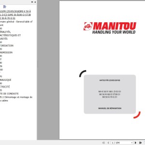Manitou MI-X 50 À 100 L D E3 S1 MI 50 À100 D ST3B S1 MI 50 À 70 G S1 Repair Manual 647521