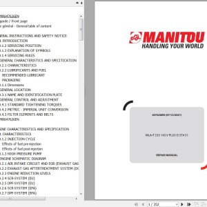 Manitou MLA-T 533 145 V PLUS D ST4 S1 Repair Manual 647626