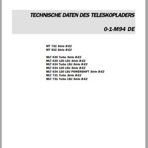 Manitou MLT 1035 L TURBO LSU S3 E2 MLT 630 120 LSU SB E2 MLT 630 TURBO SB E2 MLT 630 TURBO SC E2 Repair Manual 547895