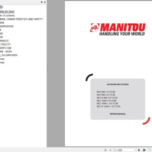 Manitou MLT 840 115 ST3B MLT 840 1040 1040L 137 ST3B MLT-X 840 1040L 137 ST3A Repair Manual 647392