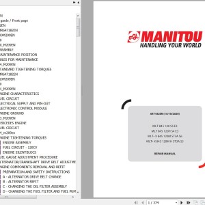 Manitou MLT 845 120 S5 E3 845 120H S4 E3 MLT-X 845 120M ST3A S6 845 120M H ST3A S5 Repair Manual 647182