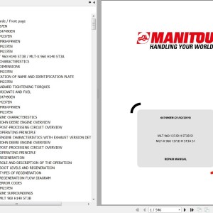 Manitou MLT 960 137JD H ST3B S1 MLT-X 960 137JD H ST3A S1 Repair Manual 647490