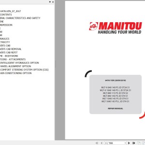 Manitou MLT-X 840 140 PS JD ST3A S1 MLT-X 1040 140 145 PS L JD ST3A S1 MLT 840 115 145 PS JD ST4 S2 Repair Manual 647611