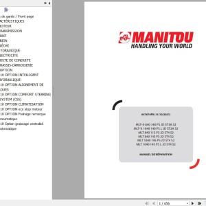 Manitou MLT(X) 840 1040 115 140 145 PS (L) JD ST3A-4 S2-3 Repair Manual 647674