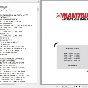 Manitou MRT 1440 1640 1840 EASY 400 ST3B S1 MRT 1840 EASY 360 ST3B S1 Repair Manual 647428