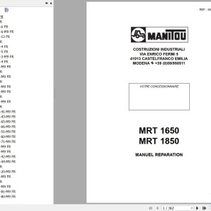 Manitou MRT 1650 MRT 1850 Repair Manual 547606 FR