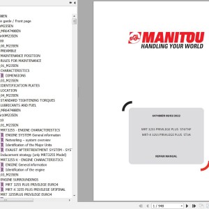 Manitou MRT 3255 PRIVILEGE PLUS ST4-T4F MRT-X 3255 PRIVILEGE PLUS ST3A Repair Manual 647488 2022