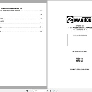 Manitou MSI 40 MSI 50 Repair Mnaual 547783
