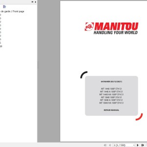 Manitou MT 1440 1440A 1440HA 1840 1840A 1840HA 100P ST4 S1 Repair Manual 647604