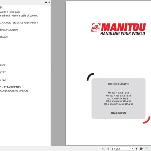 Manitou MT 420 H 420 H TSS MLT 420 H 57K ST5 S1 MT-X 420 H 420 H TSS 49K ST3A S2 Repair Manual 647742