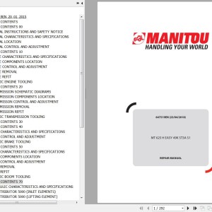 Manitou MT 625 H EASY 49K ST3A S1 Repair Manual 647519