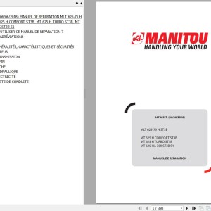 Manitou MLT 625-75H 625H COMFORT 625H TURBO 625HA 75K ST3B S1 Repair Manual 647469
