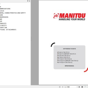 Manitou MT 625H 625H COMFORT 625HA MLT 625H 75K ST5 S1 MT-X 625H 625H COMFORT 625H 75K ST3A S2 Repair Manual 647745