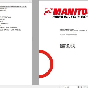 Manitou MT 730 H 75K ST5 S1 MT 930 H 75K ST5 S1 MT 930 HA 75K ST5 S1 Repair Manual 647987 FR