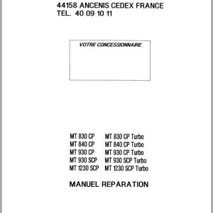 Manitou MT 830 840 930 1230 CP SCP Turbo Repair Manual 47940