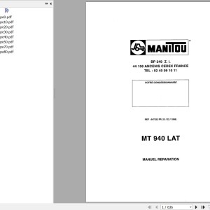 Manitou MT 940 LAT Repair Manual 547522