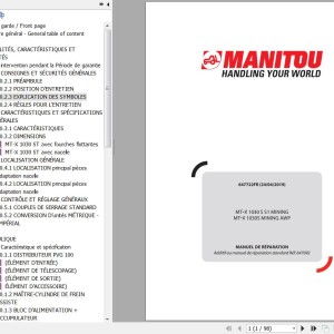 Manitou MT-X 1030 S S1 MINING MT-X 1030S MINING AWP Repair Manual 647722