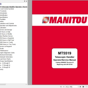 Manitou MT5519 Operators & Service Manual 50960067 Rev.B