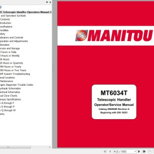 Manitou MT6034T Operators & Service Manual 50960089 Rev.A