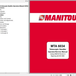 Manitou MTA6034 Operators & Service Manual 50960120 Rev.A