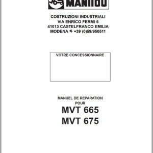 Manitou MVT 665 TURBO COMFORT LINE MOT 1004 4T MVT 675 TURBO COMFORT LINE MOT 1004 4T Repair Manual 648065