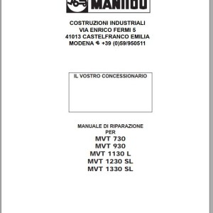 Manitou MVT 730 930 1130 L 1230 SL 1330 SL Repair Manual 547231